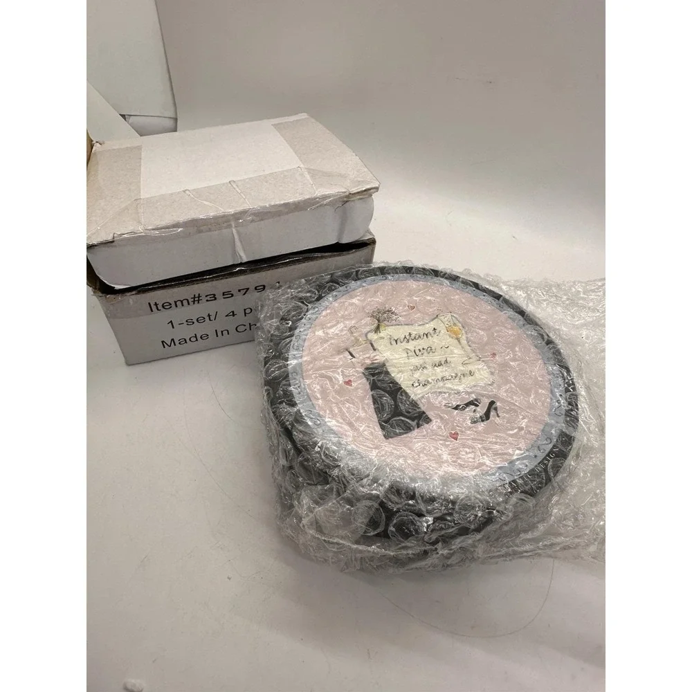 Santa Barbara Coasters Set 4 Instant Diva Linda Grayson Ceramic Round